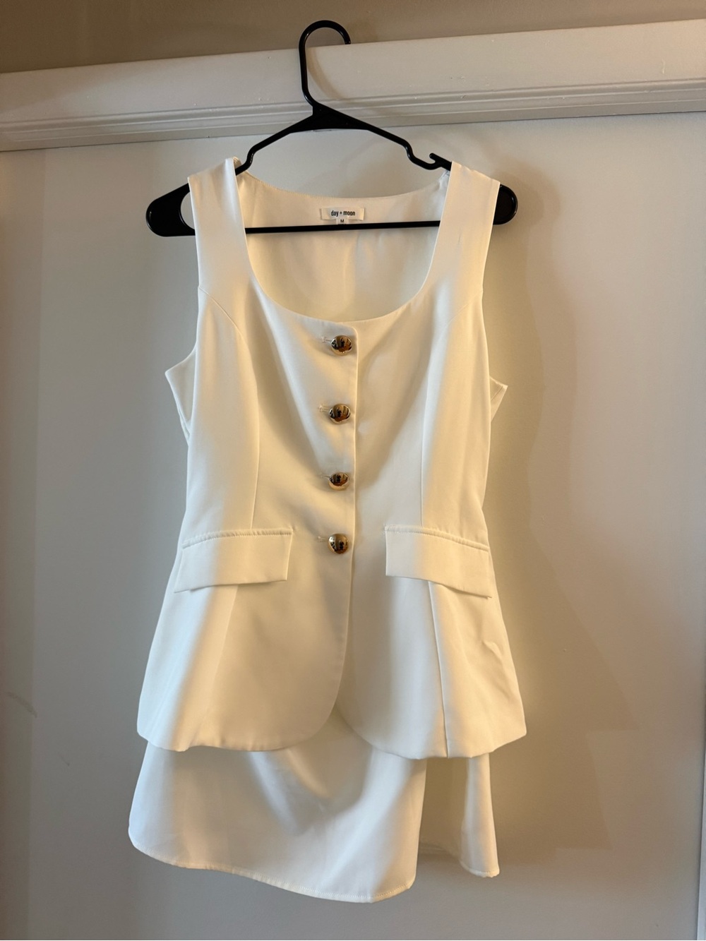 White Sleeveless Button-Front Dress